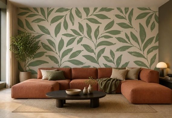 Przestrzenna-rytmika-lisci-w-naturalnej-palecie-barw-fototapety-fototapety-do-salonu-2025298182-f4u